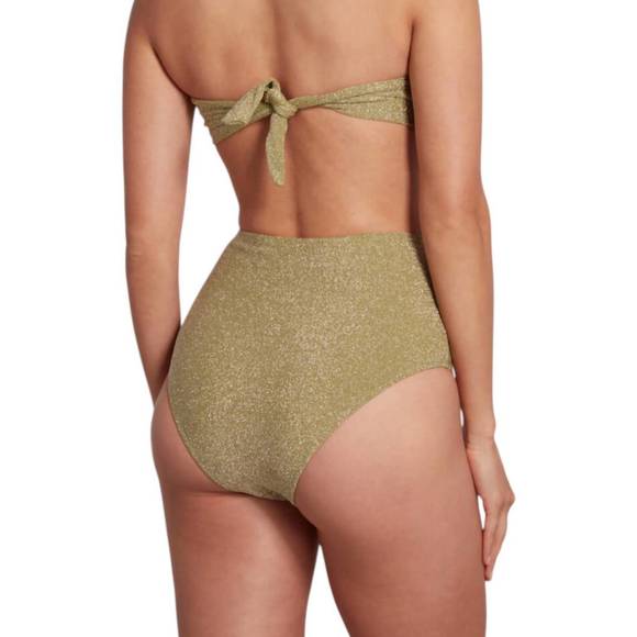 NEW SAUIPE claire high waist bikini bottom lurex in green - Picture 3 of 3